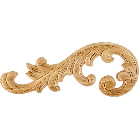 HARDWARE RESOURCES 10-5/8" Wx5/16"Dx4-3/8"H Left Pressed Rubberwood Acanthus Appliqué PAPL-11-LRW